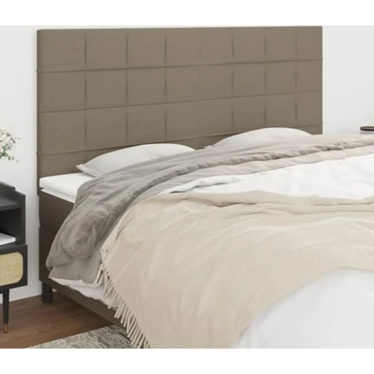 vidaXL Kopfteil Taupe 200 x 5 x 118/128 cm Stoff (Art-Nr 3116358) – Bild 2