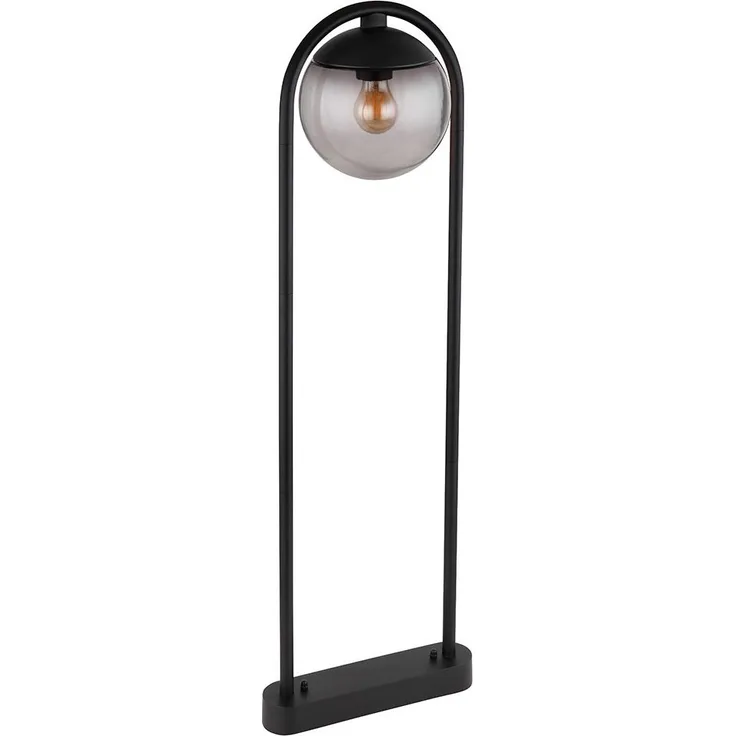 Stehleuchte, Glaskugel, schwarz, rauch, IP44, H 100 cm
