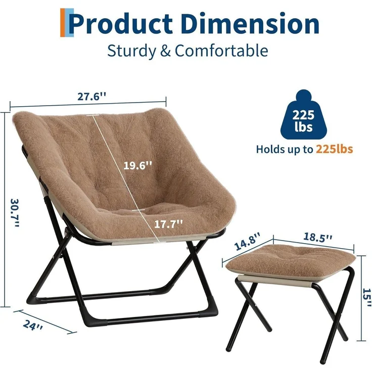 Sessel Klappbar Lesesessel Fußhocker Erwachsene Wohnzimmer Braun – Bild 3