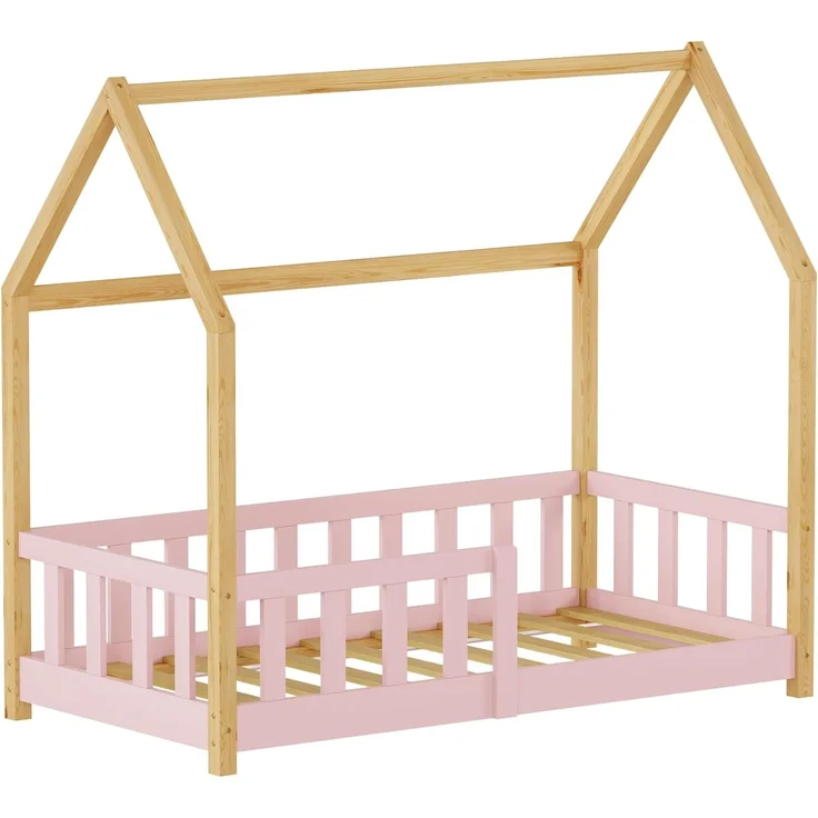 Hausbett Hesel mit Rausfallschutz 70x140 cm Rosa/Natur [en. casa] – Bild 3