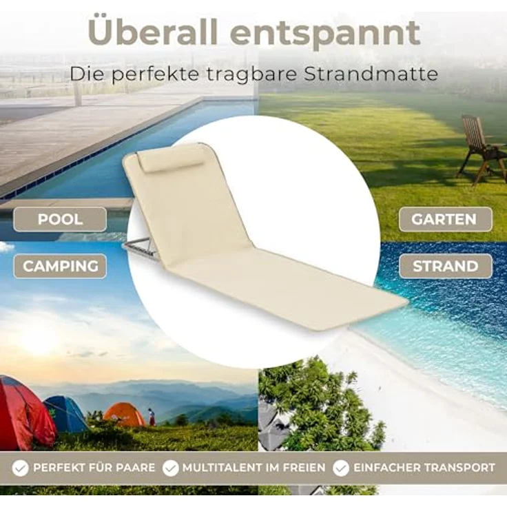 Strandmatte Donostia 2er Set 143x48cm Beige [en. casa] – Bild 4