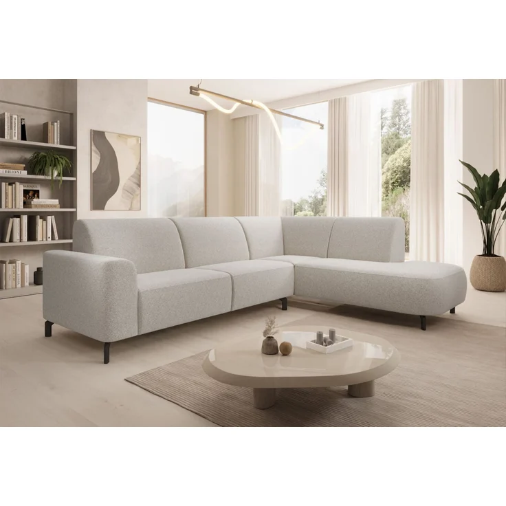 Selsey 'Lununa' Ecksofa mit Armlehne, Bouclé, Ottomane rechts, Creme – Bild 3