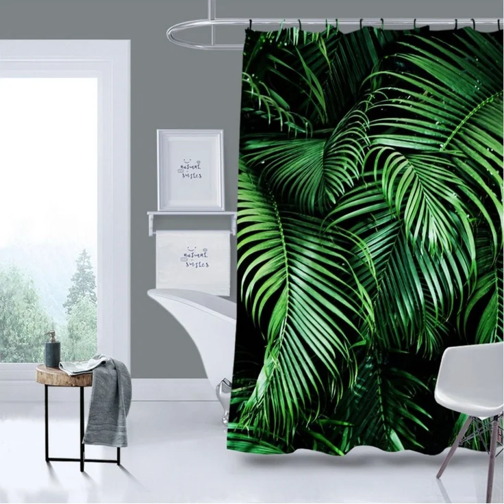 Sanilo Duschvorhang Palmdream 180 x 200 cm, 100% wasserdicht, Anti-Schimmel-Effekt, hochwertige Qualität – Bild 1