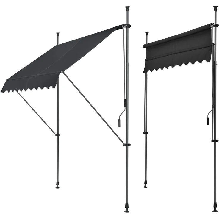 Klemmmarkise Stem 150x120x220-309 cm Schwarz [pro. tec] – Bild 2