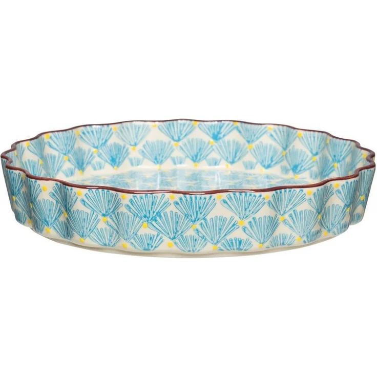 Tranquillo Quicheform aus Steinzeug ART DECO rund Ø22x4 cm blau spülmaschinengeeignet, Backform mit handgestempeltem Art-Deco-Print, mikrowellengeeignet – Bild 2
