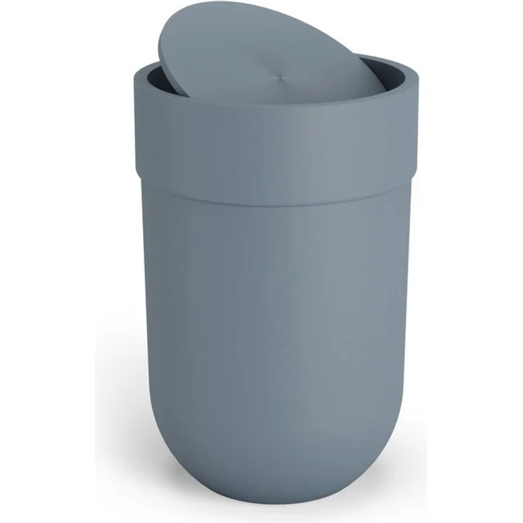 Umbra Abfalleimer mit 6 L Fassungsvermögen und Schwingdeckel – Kosmetikeimer und Papierkorb für Badezimmer und Kleine Räume, Plastic, Schieferblau, 6L – Bild 1