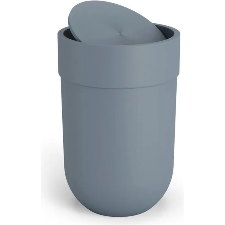 Umbra Abfalleimer mit 6 L Fassungsvermögen und Schwingdeckel – Kosmetikeimer und Papierkorb für Badezimmer und Kleine Räume, Plastic, Schieferblau, 6L