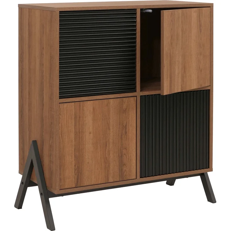 Kommode HWC-O40, Schrank Sideboard Highboard mit Türen Staufächer, MDF Metall Melamin 94x79x40cm ~ natur – Bild 9