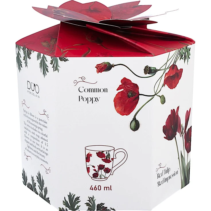 DUO Spring in bloom Becher 460 ml RED FLOWERS in dekorativer Box, New Bone China Porzellan – Bild 7