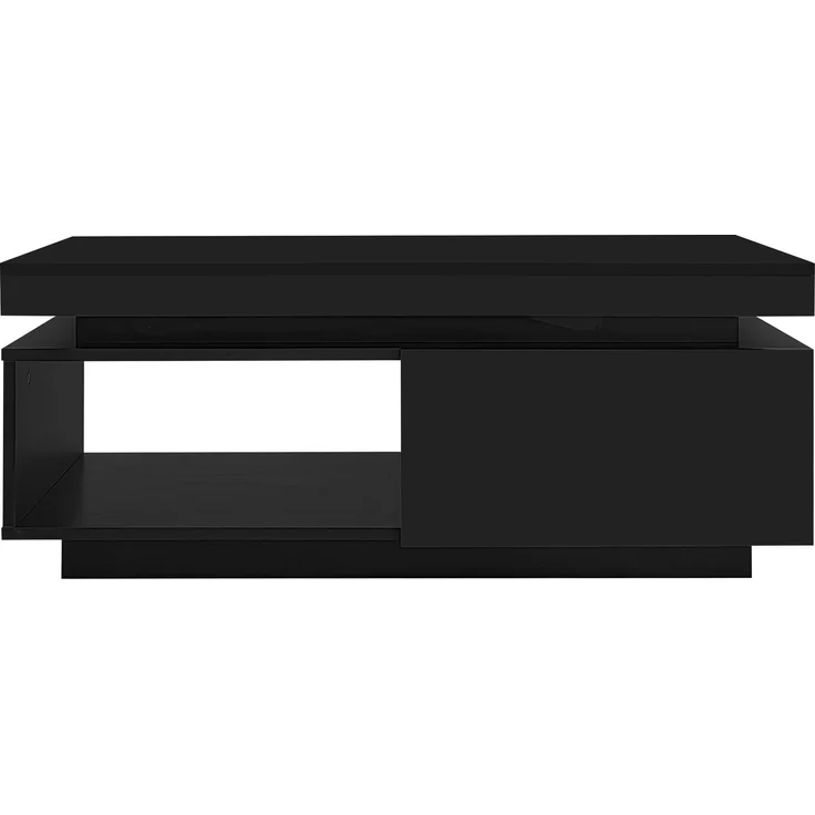 Hochglanz Couchtisch schwarz mit LED, Schublade, moderner Wohnzimmertisch, Design Beistelltisch 100×50×40 cm – Bild 10