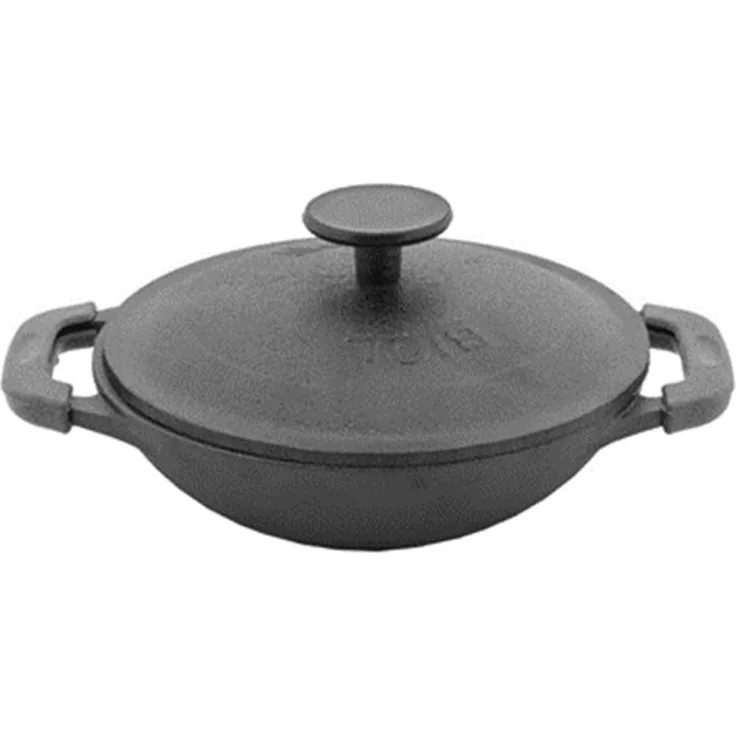 Servierpfanne 14 cm aus Gusseisen emailliert Wok-Pfanne Gusswok Emaillie