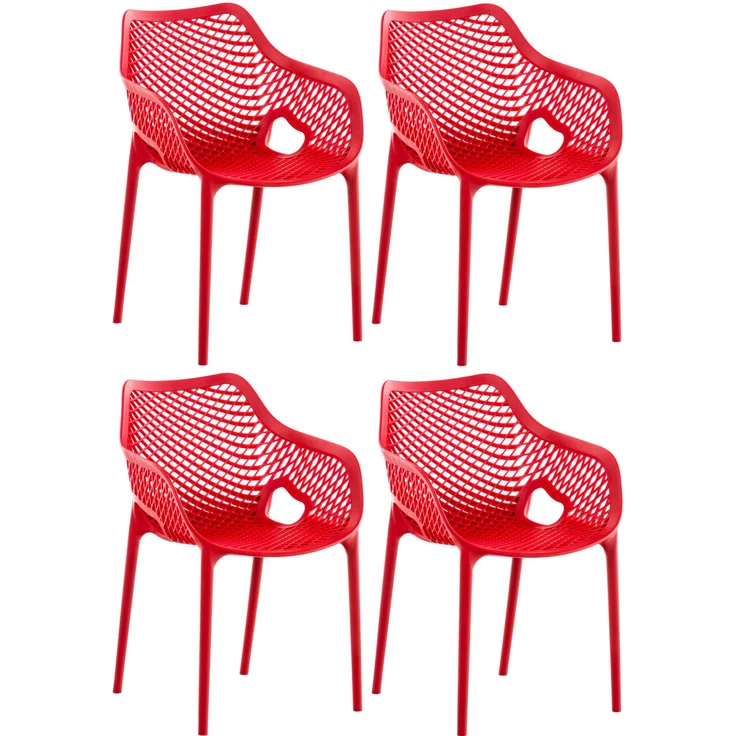 CLP Gartenstuhl Air XL 4er Set, Modern, Gestell Kunststoff, stapelbar, wetterfest,rot