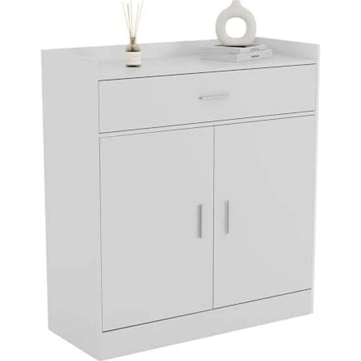 Vida Designs -Dalby Moderner Schuhschrank, 2-türig, 1 Schublade, Flur Schrank Stauraumorganisation Schuhständer Regal Holz Sideboard-Einheit, Weiß, 90 x 34 x 83 – Bild 9