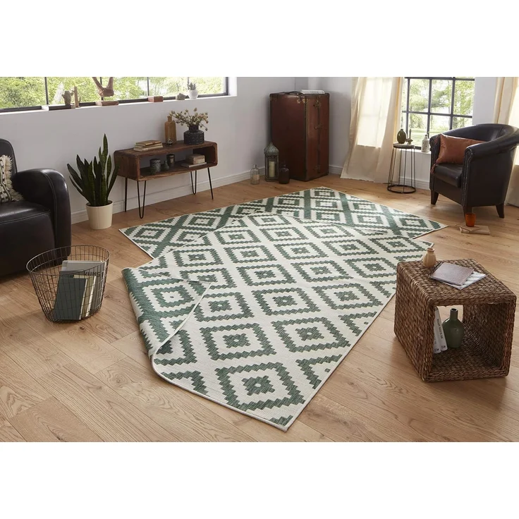 In- & Outdoor Teppich Malta Grün Creme - 160x230x0,5cm – Bild 6