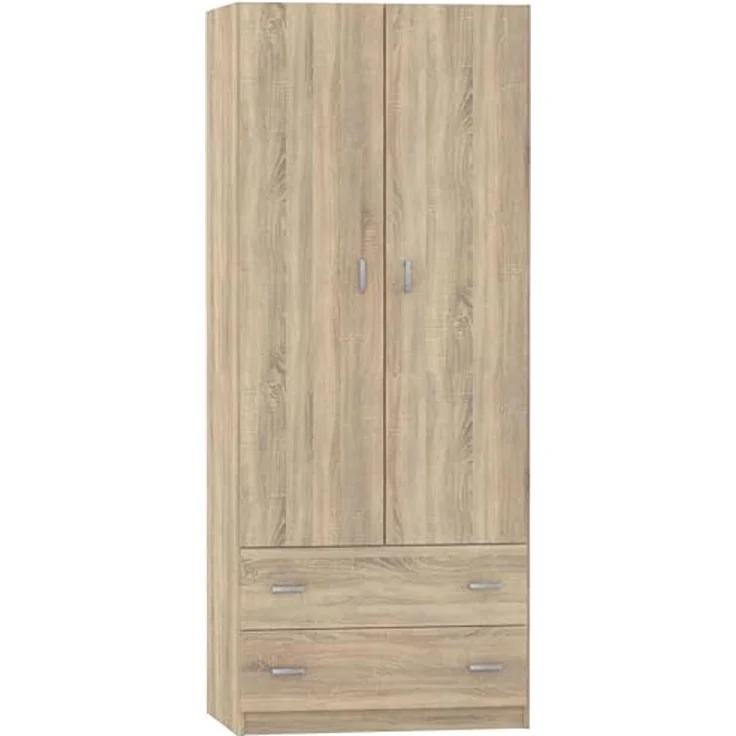 Muebles Pitarch | Schlafzimmerschrank 2 Türen 2 Schubladen, Cambrian-Eiche, 180 x 74 x 50 cm (Höhe x Breite x Tiefe), Modernes Beistellmöbel, Tibet Kollektion – Bild 5