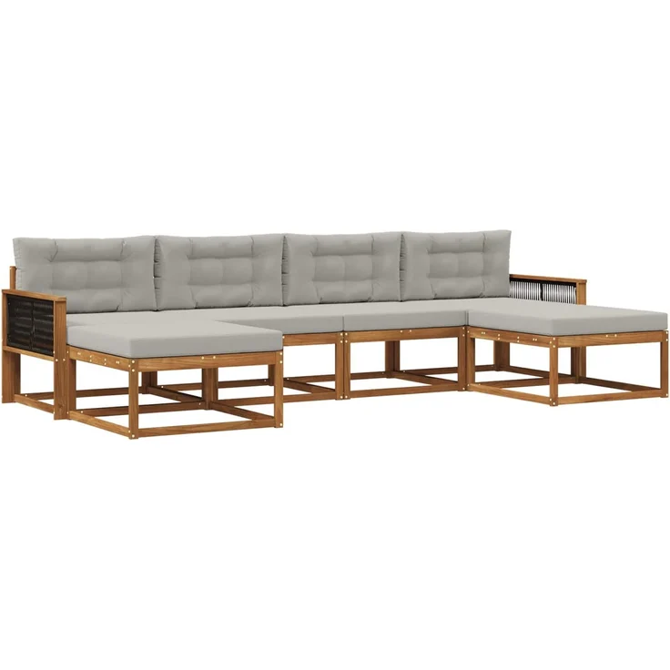 vidaXL Outdoor-Sofagarnitur 6 stk. 6-Sitzer Natur und Hellgrau 3382784 – Bild 2
