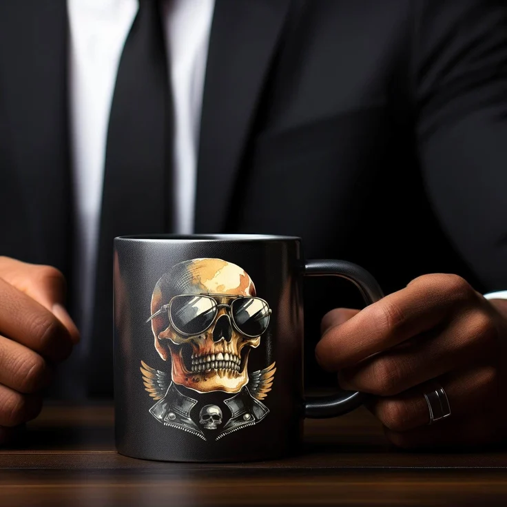 speecheese Tasse Rocker Totenkopf Tasse schwarz in Schwarz – Bild 5