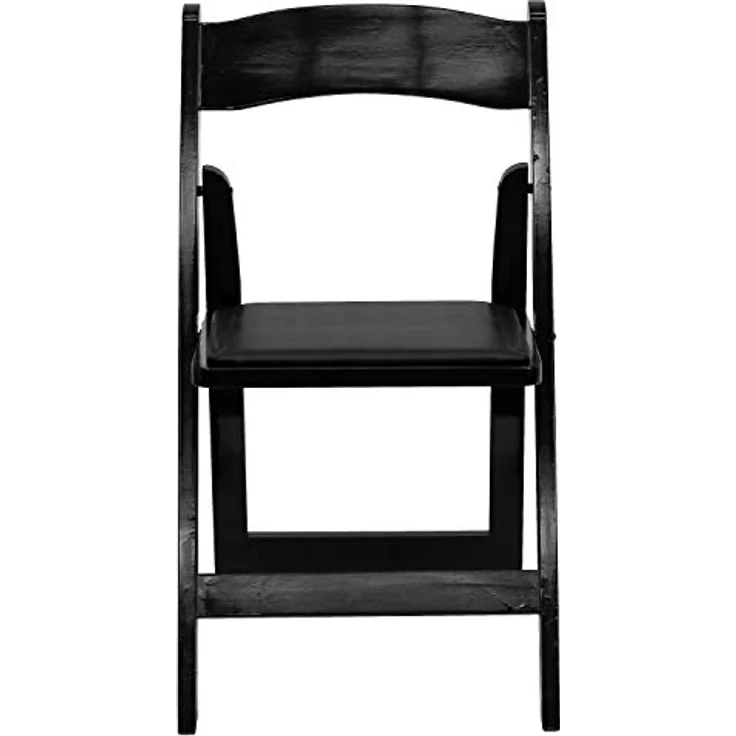 Flash Furniture Hercules Klappstuhl, Holz, mit gepolsterter Vinyl-Sitzfläche, Schwarz, 4 Stück – Bild 2