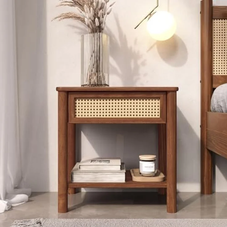 IDIMEX Nachttisch CEFIRA, Nachttisch Massivholz mit Schublade und Ablagefach Kastanie Finish – Bild 2