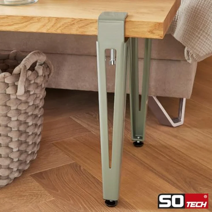 SO-TECH® Tischbein ColorLine in F-Form konisch zulaufend von 70 auf 40 mm, mit Klemmschraube (ohne Bohren) - grau - Höhe 464 mm - 1x – Bild 6