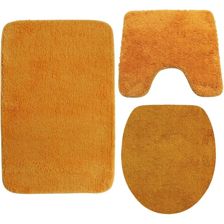 NYVI Badematte Badematten Set 3 teilig NYVISpa Lasalle Badezimmerteppich Set, Höhe 20 mm, Polyester, Badematte 50x80 + WC Vorleger mit Ausschnitt 45x50 + WC Deckelbezug