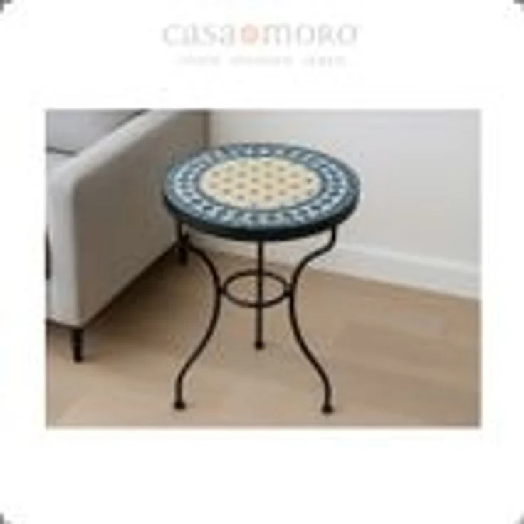 Mosaik-Beistelltisch Ø45 cm Blau-Raute – Bild 5