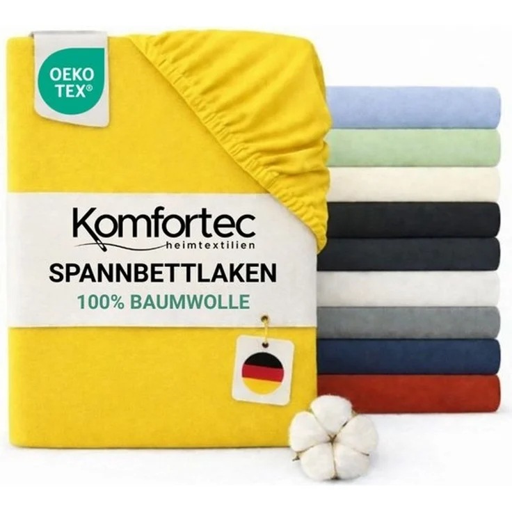 Komfortec Spannbettlaken Jersey Spannbettuch, 90x200, 140x200, 160x200, 180x200 oder 200x200 cm, 100% Baumwolle (135 g/m), Gummizug: Rundum, (1 Stück), OEKO-TEX® Standard 100 Zertifisiert, für Matratzen bis 25 cm Höhe – Bild 4