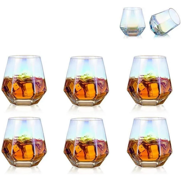 Diamant Whisky Glasses 6er Set Gekippte Scotchgläser 300ml Whiskyglas Moderne – Bild 1