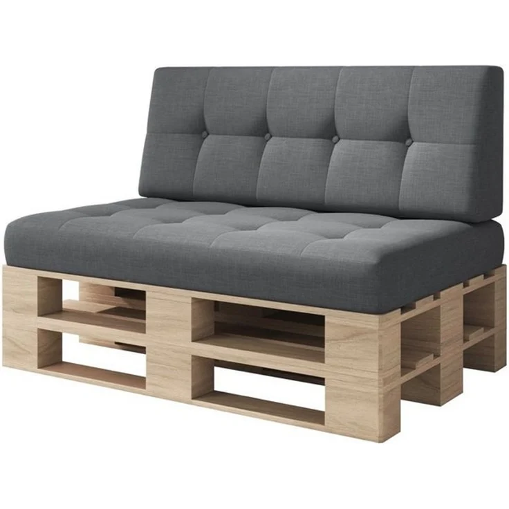 sunnypillow Palettenkissen Kaltschaum Palettenauflage Palettenpolster 120x80 Palettensofa Sitzkissen Rückenlehne gesteppt 2er Set Grey – Bild 4