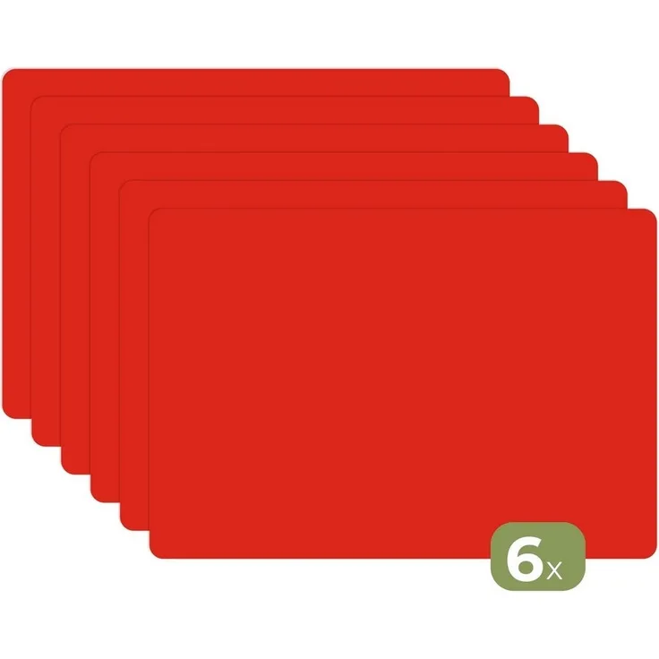 MuchoWow Platzset Rot - Farbe - Einfarbig, (6-St), Platzsets, Tischset, Abwaschbar, Tischsets, Platzdeckchen