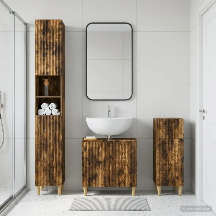 vidaXL 3-teiliges Badezimmer-Schranksystem ARNHEM Räuchereiche 3417851 – Bild 1