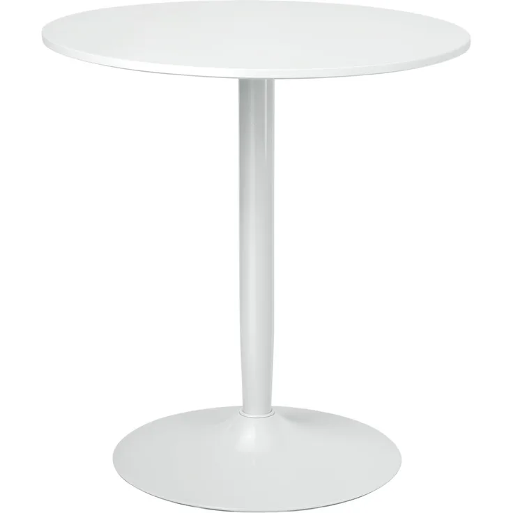 HOMCOM Esstisch Moderner Küchentisch mit Stahlfuß (Küchentisch, 1-St, Esszimmertisch), für Wohnzimmer, Ø70 x 75 cm, Weiß