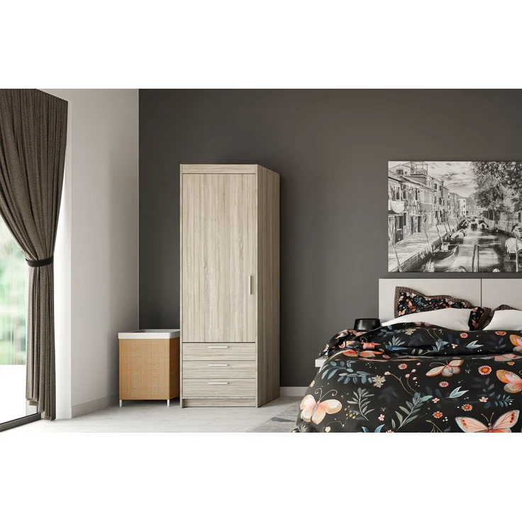 AX LIVING Schlafzimmer Schrank Storicos 1T3S Sonoma Eiche 59,9cm breit – Bild 2