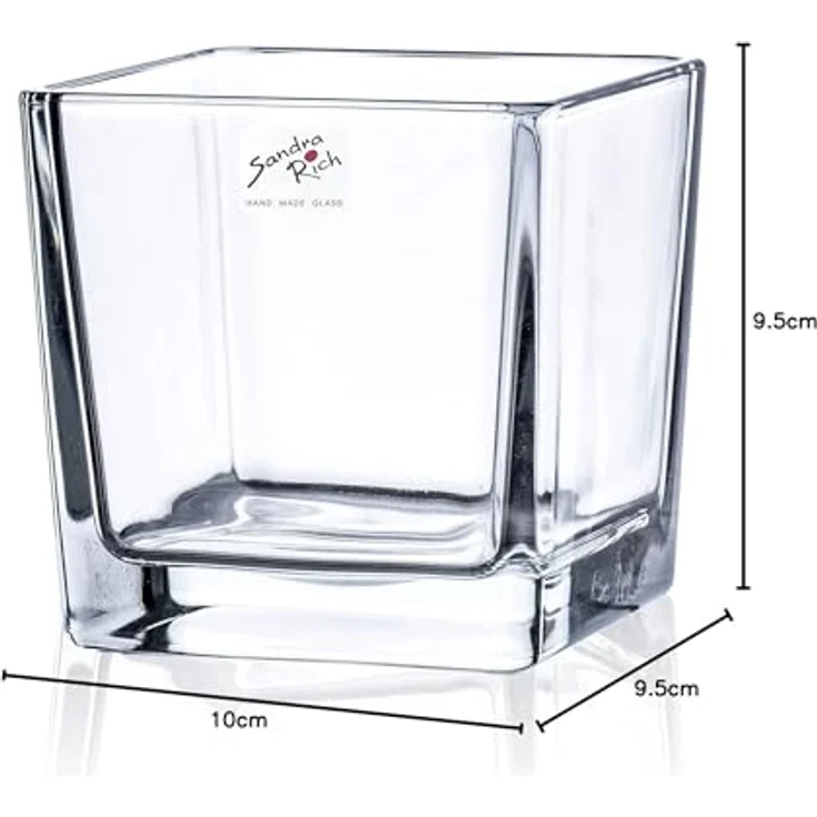 Sandra Rich Glasvase CUBE, Teelichtglas und Windlicht, transparent, 10 cm, 9,5x9,5x9,5 cm – Bild 3