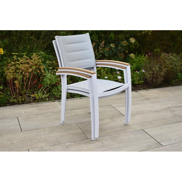 Pisa Gartenmöbel Set 5tlg, 4 Stapelsessel, Tisch 160 x 90 cm, weiß – Bild 5