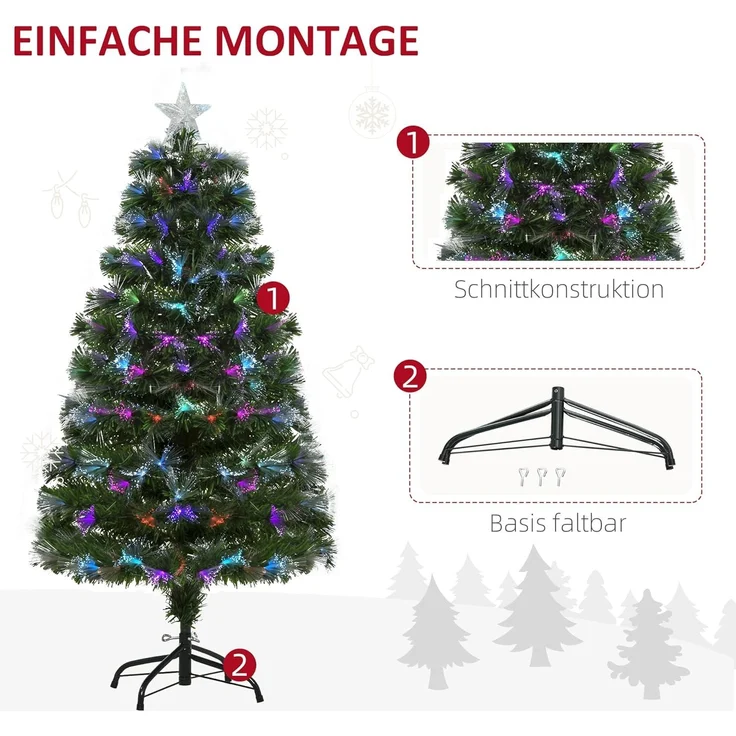 HOMCOM Künstlicher Weihnachtsbaum Christbaum, Kunsttanne, 66x120 cm, grün – Bild 5