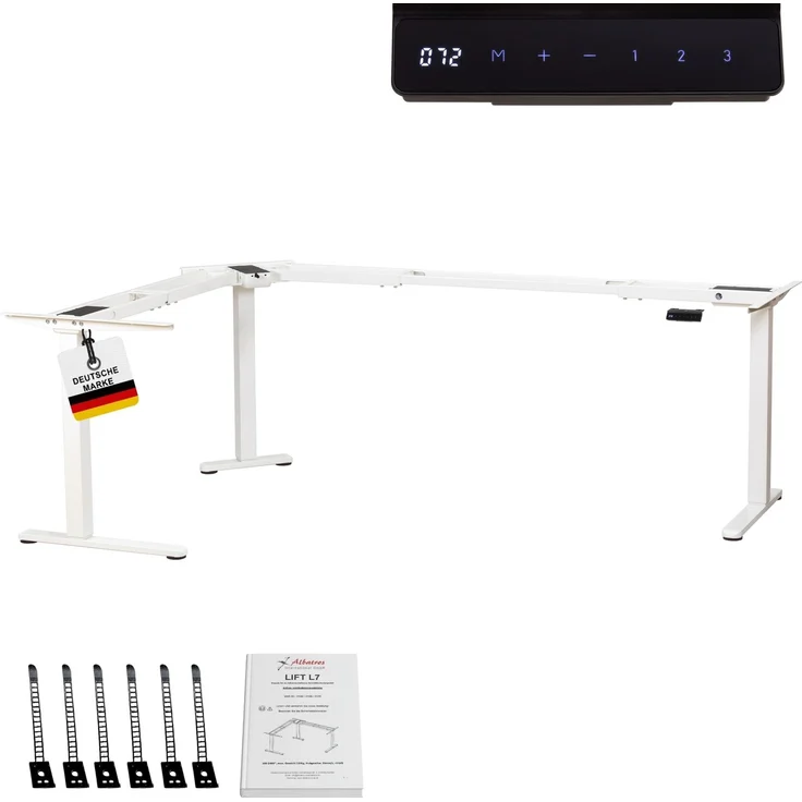 Albatros LIFT L7W Gestell für Eckschreibtisch Höhenverstellbar Elektrisch weiß - Winkelschreibtisch Memoryfunktion-Schreibtischgestell Höhenverstellbar Elektrisch, Stufenlos – Bild 1