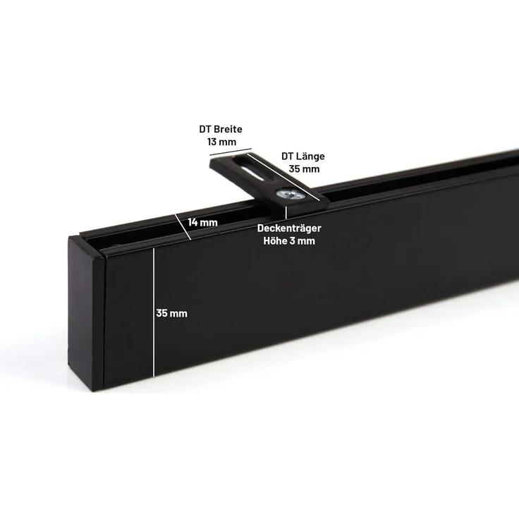 Deco-Raum® Gardinenschiene Innenlauf Loft | Befestigung: Deckenträger | Größe: 110cm | Material: Aluminium | Farbe: Schwarz – Bild 3