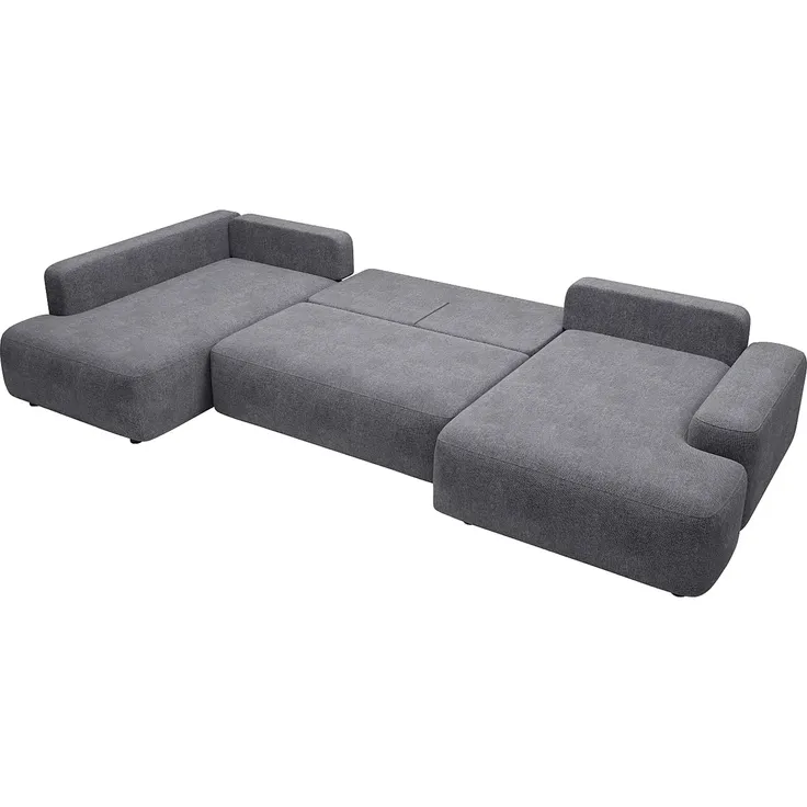 Vente-unique - DAVISO Sofa Stoff Grau - B 204 cm x H 87 cm x L 360 cm – Bild 4