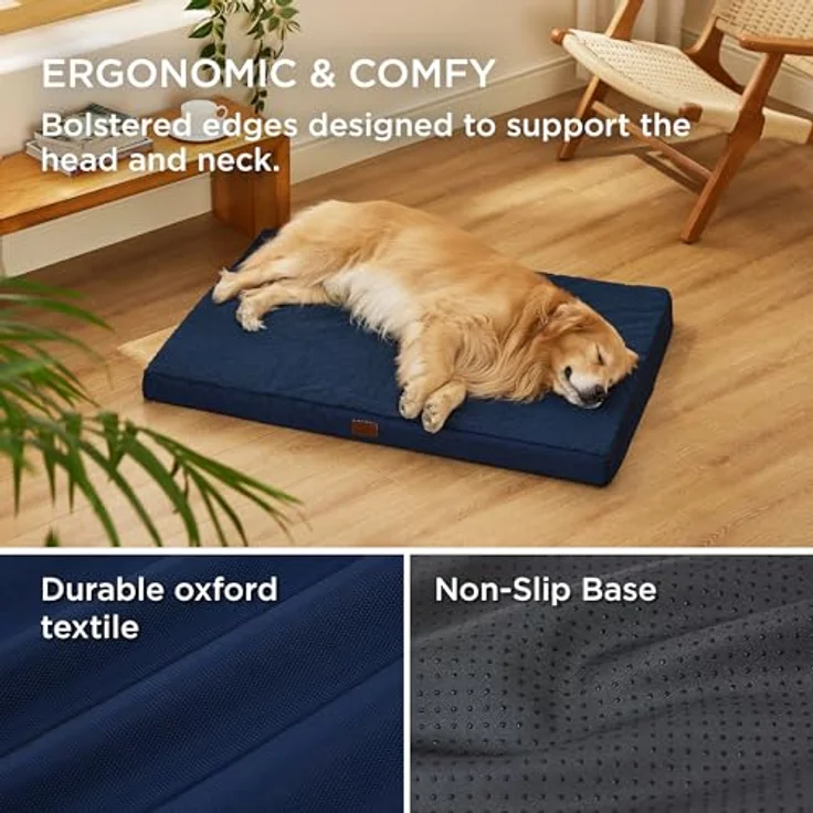 BEDSURE orthopädisches Hundebett Grosse Hunde - 112 x 81 x 7.6 cm Hundekissen flauschig Hundematte waschbar Hundematratze in Navyblau für große Hunde – Bild 4