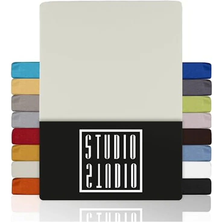 STUDIO Basic Spannbettlaken 100x200 cm, 100% gekämmte Baumwolle, Oeko-TEX 100, Markenqualität, Bettlaken Spannbetttuch Jersey 100x200 - Schnee – Bild 2