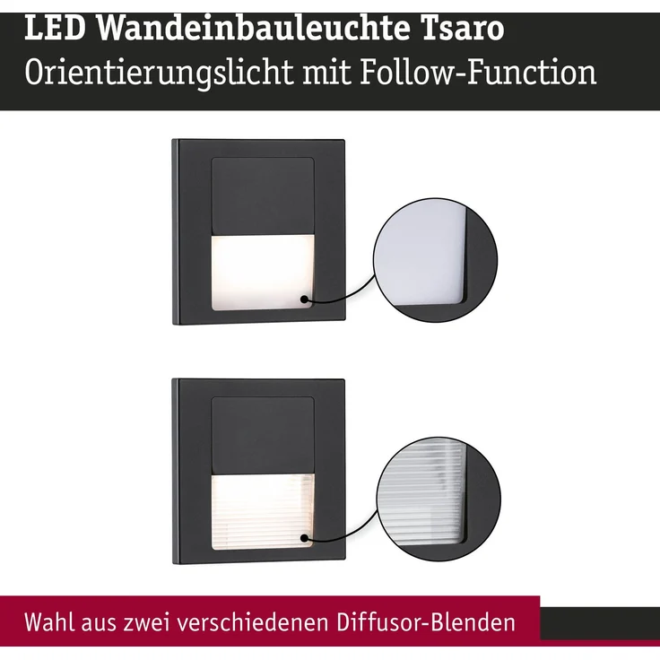 Paulmann 80001 LED Wandeinbauleuchte Tsaro eckig 80x36mm 2700K Schwarz – Bild 5