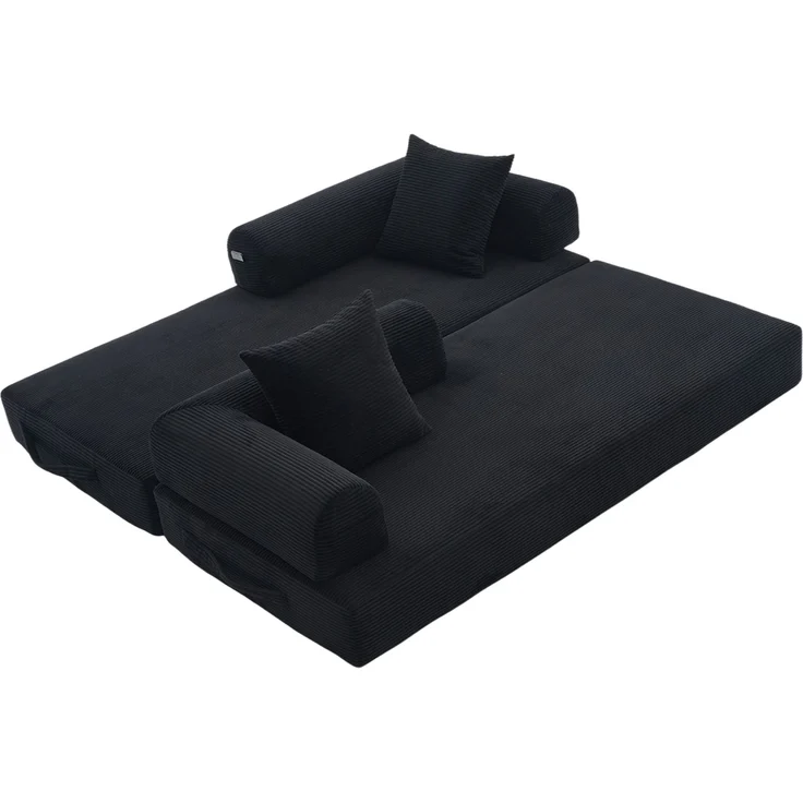 ZUBALIYA Ecksofa 94x67 cm, mit Leiter, mit Cordbezug, mit breiten Armlehnen, modular aufgebaut, mit Schaumstoffpolsterung, Schwarz – Bild 21