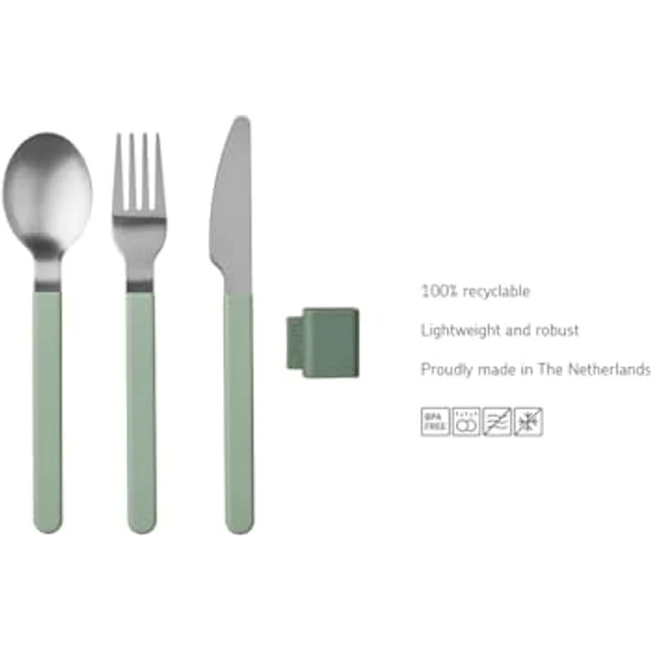 Mepal Silueta Besteck-Set, 3-teiliges Set aus rostfreiem Edelstahl, Schwarz mit praktischer Hülle, spülmaschinengeeignet – Bild 3