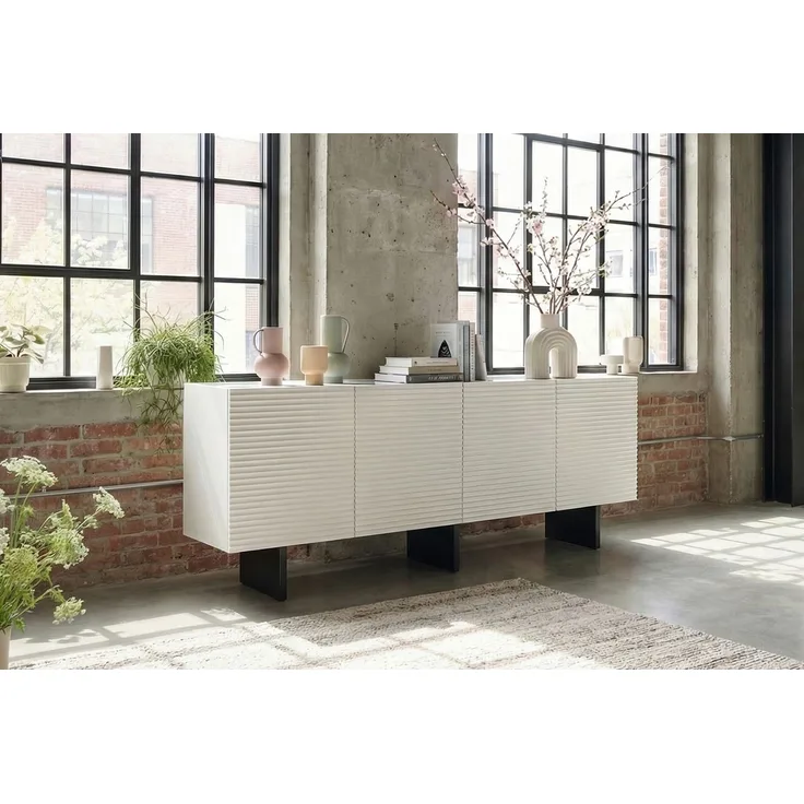 KAWOLA Sideboard LYNN 4 Türen lackiert weiß 75 x 40 x 180 cm