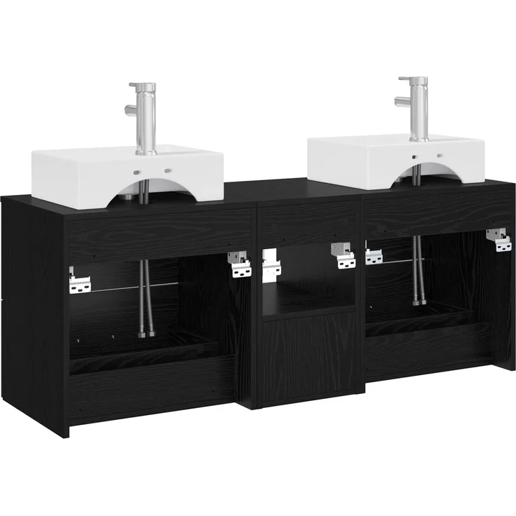 vidaXL Badezimmerschrank-Set 3 stk. Schwarz 129 x 41 x 79,5 cm 3405836 – Bild 8
