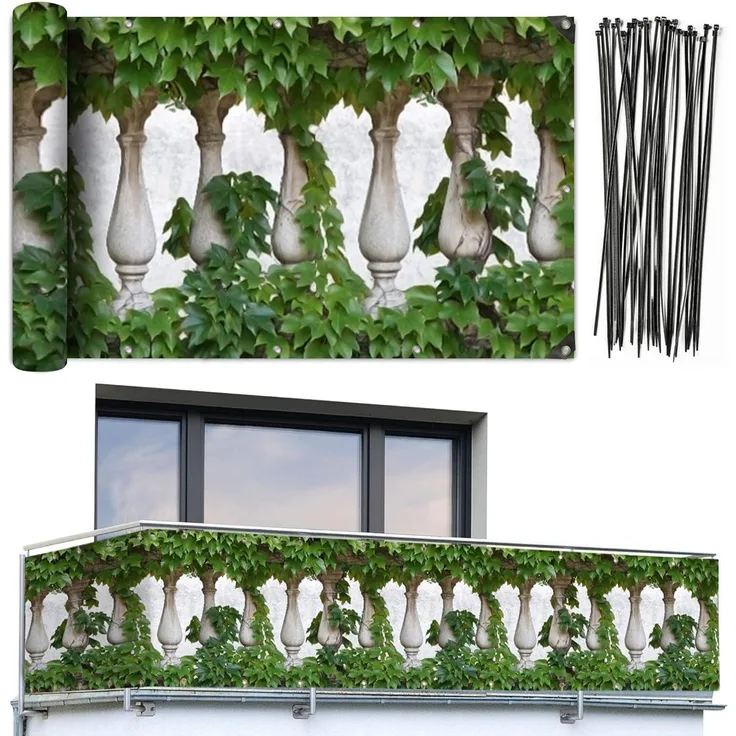 Balkonsichtschutz, Ivy Fence, 5 m x 35 cm