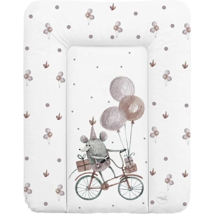 Ceba Baby Wickelauflage – Wickelauflage für Neugeborene weich – Kissen Wickeltisch waschbar für Mädchen und Jungen – wasserdicht – 75x50 cm – Maus auf dem Fahrrad