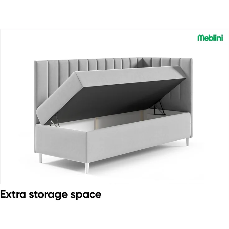 MEBLINI Kinderbett mit Bettkasten MAYA 3 80x200 Rechts – H3/Braun Samt Gepolstert Einzelbett mit Matratze - Polsterbett mit Stauraum - Bett mit Kopfteil – Stauraumbett – Bild 5