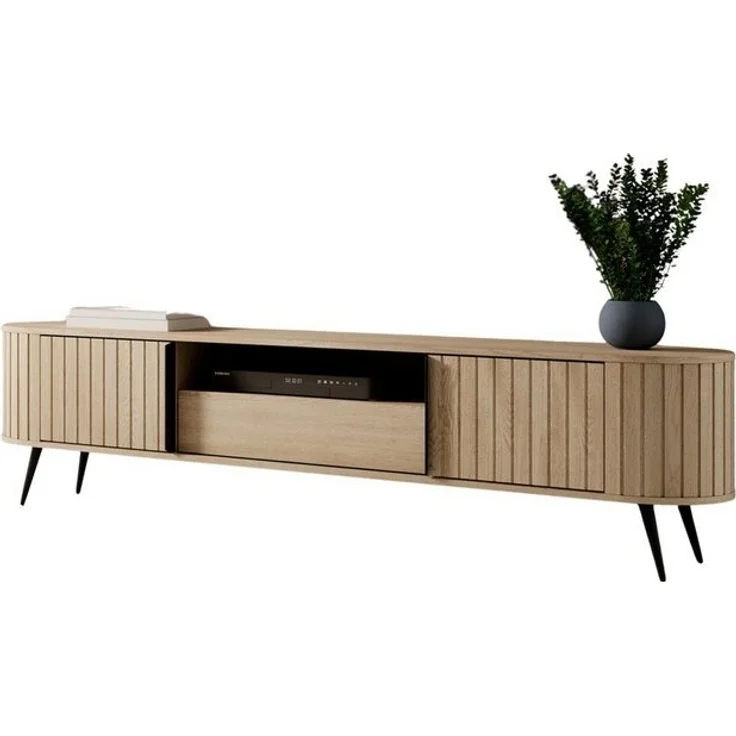 Compleo TV-Schrank 196 cm breit, Lowboard eiche cremona, Japandi Stil KAMA – Bild 4